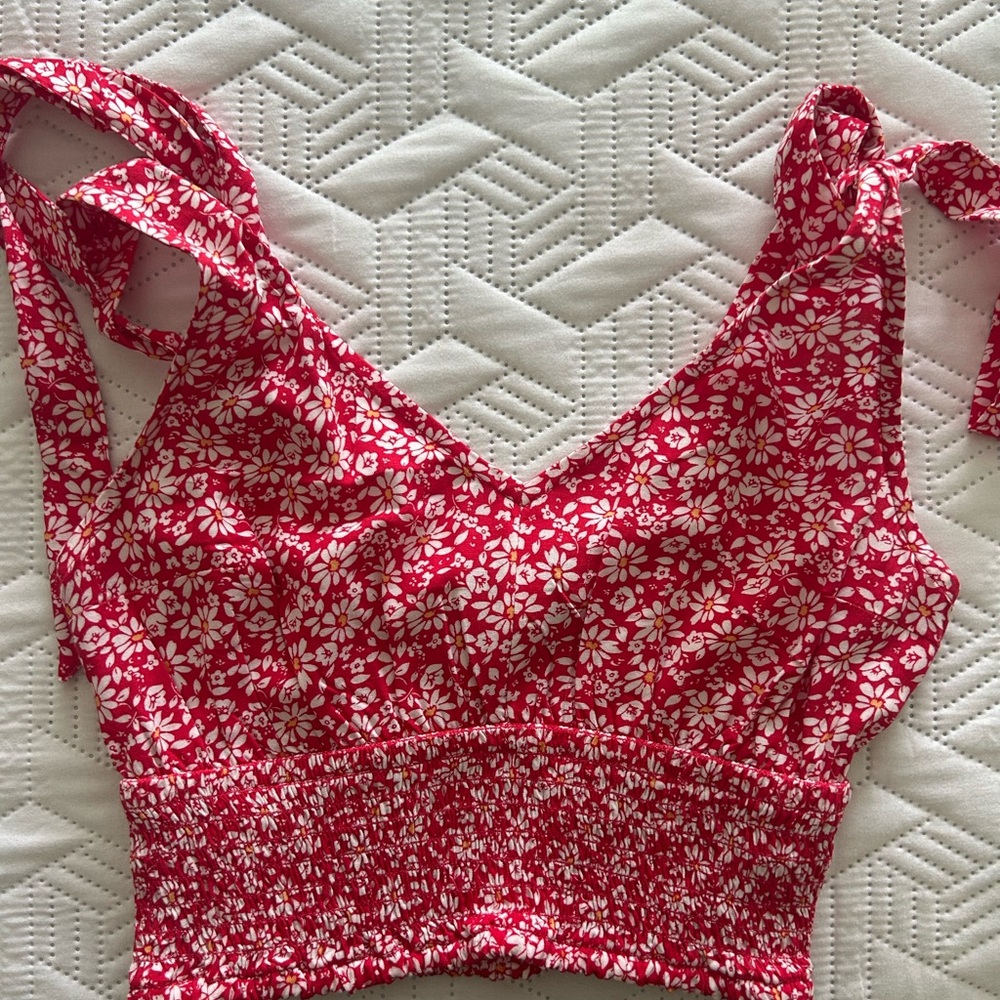 Hollister Red Floral Tank Top